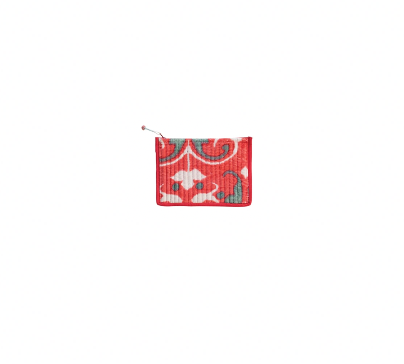 Cotton Velvet Zip Pouch - Salmon Pink