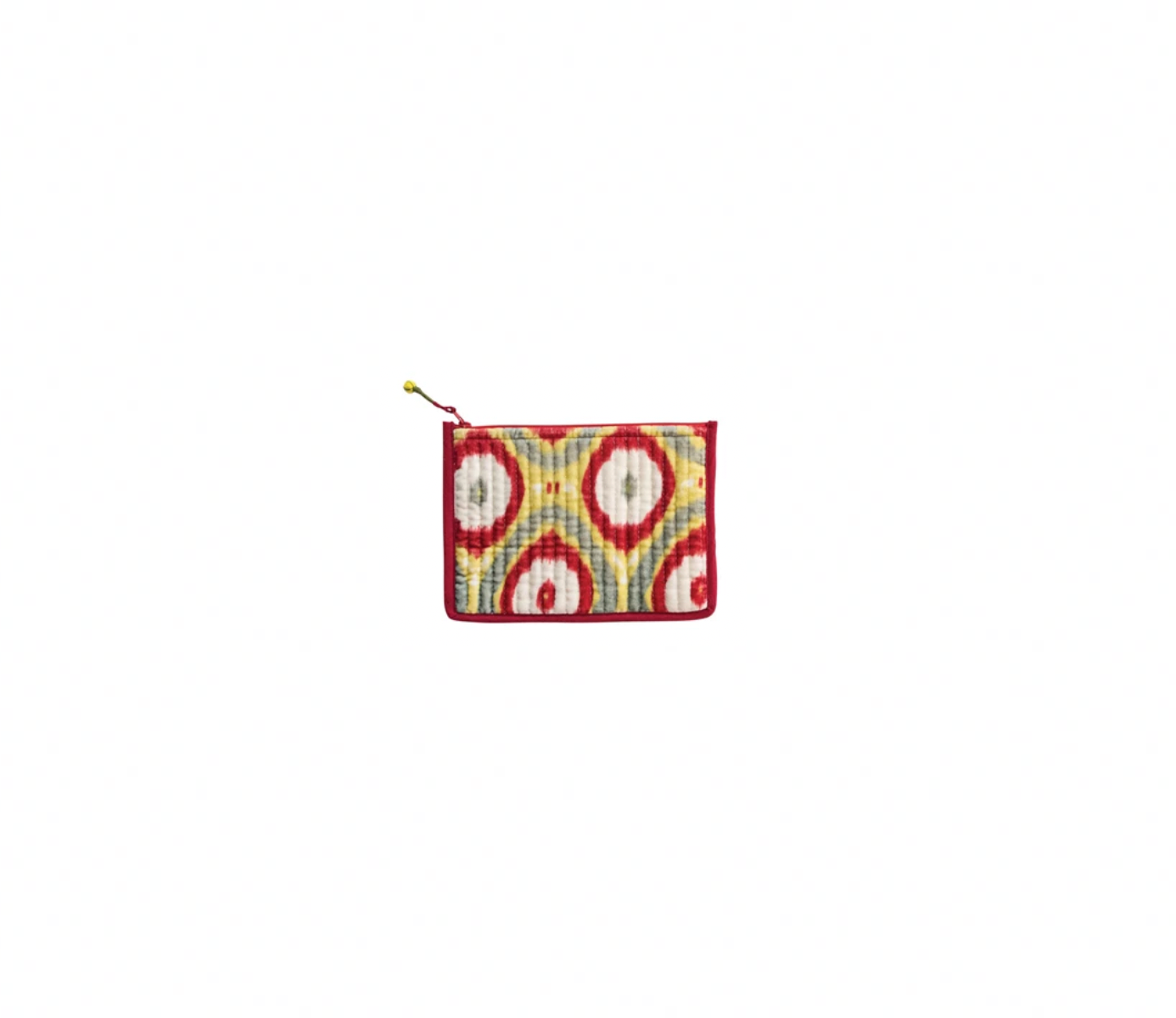 Cotton Velvet Zip Pouch - Ikat Pattern