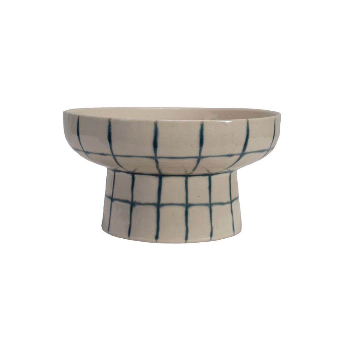 Hand-Painted Stoneware Pedestal Bowl