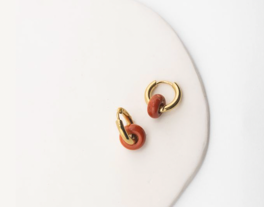 Mini Donut Stone Hoops  - 5 Colors Available