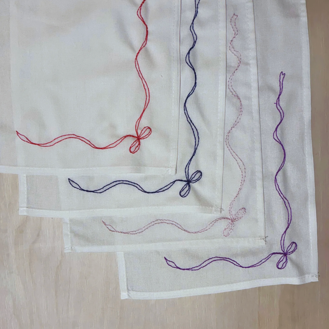 Hand Embroidery Bow Napkins DIY Kit