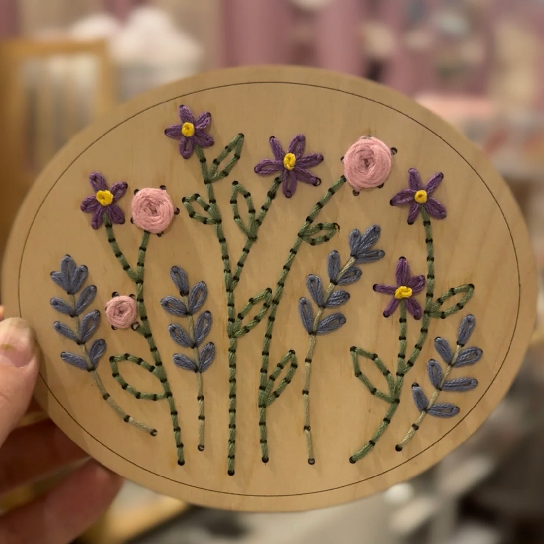 Floral Wood Hand Embroidery Kit - Garden