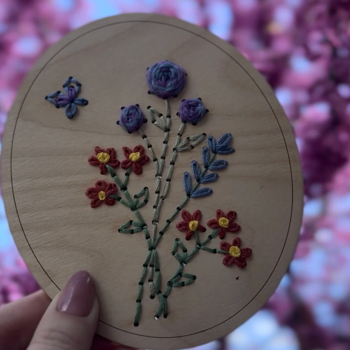 Floral Wood Hand Embroidery Kit - Butterfly
