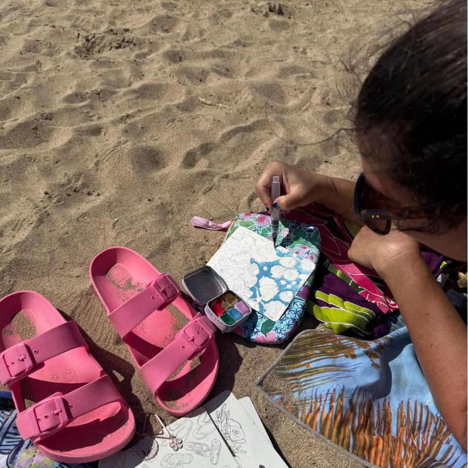 GIFT SET Handmade Watercolor Travel Kit -Pink Floral Pouch