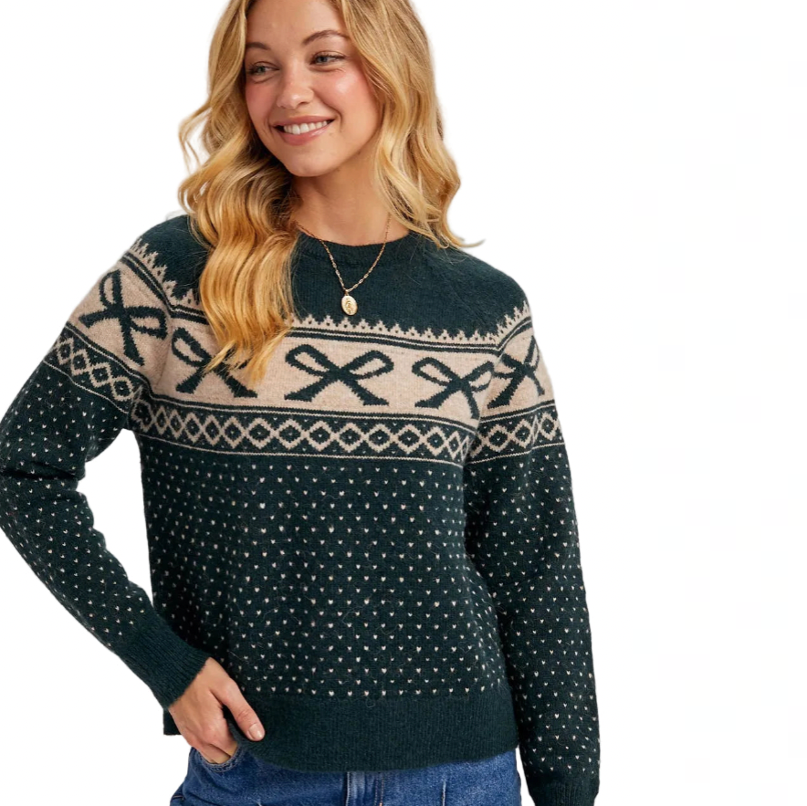 Festive Holiday Knit Sweater - Green