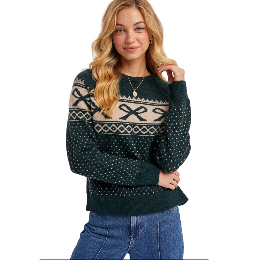 Festive Holiday Knit Sweater - Green