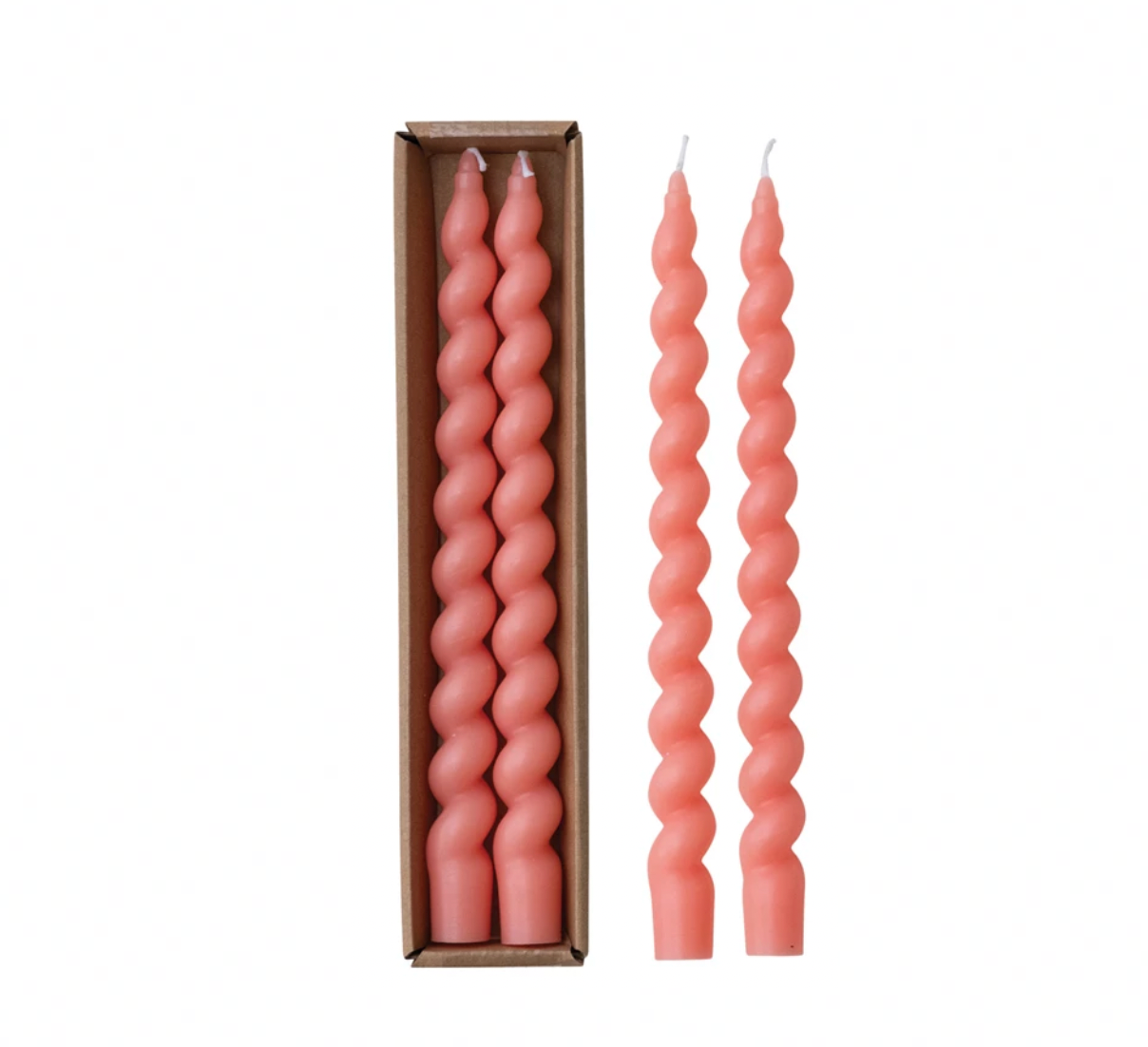 Unscented Twisted Taper Candles - Pink