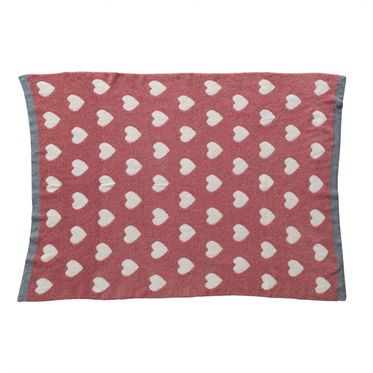 Cotton Knit Chenille Baby Blanket w/ Hearts