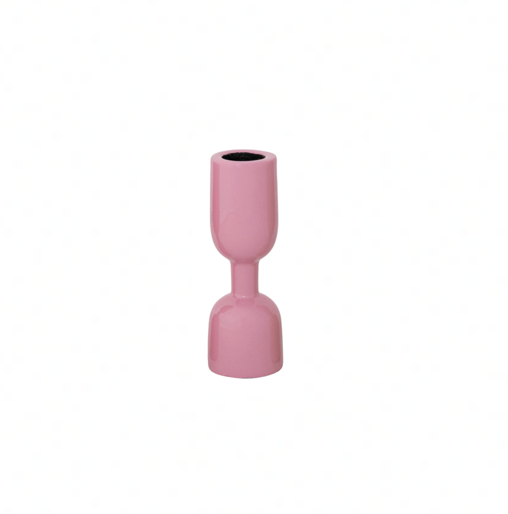 Enameled Aluminum Taper Holder - Pink