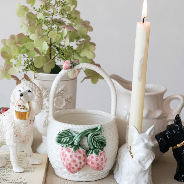 Stoneware Strawberry Basket Container