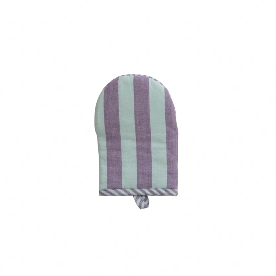 Woven Cotton Striped Oven Mitt - Mint Green & Purple