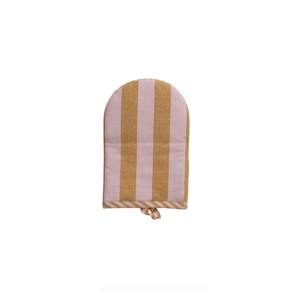 Woven Cotton Striped Oven Mitt - Mustard & Pink