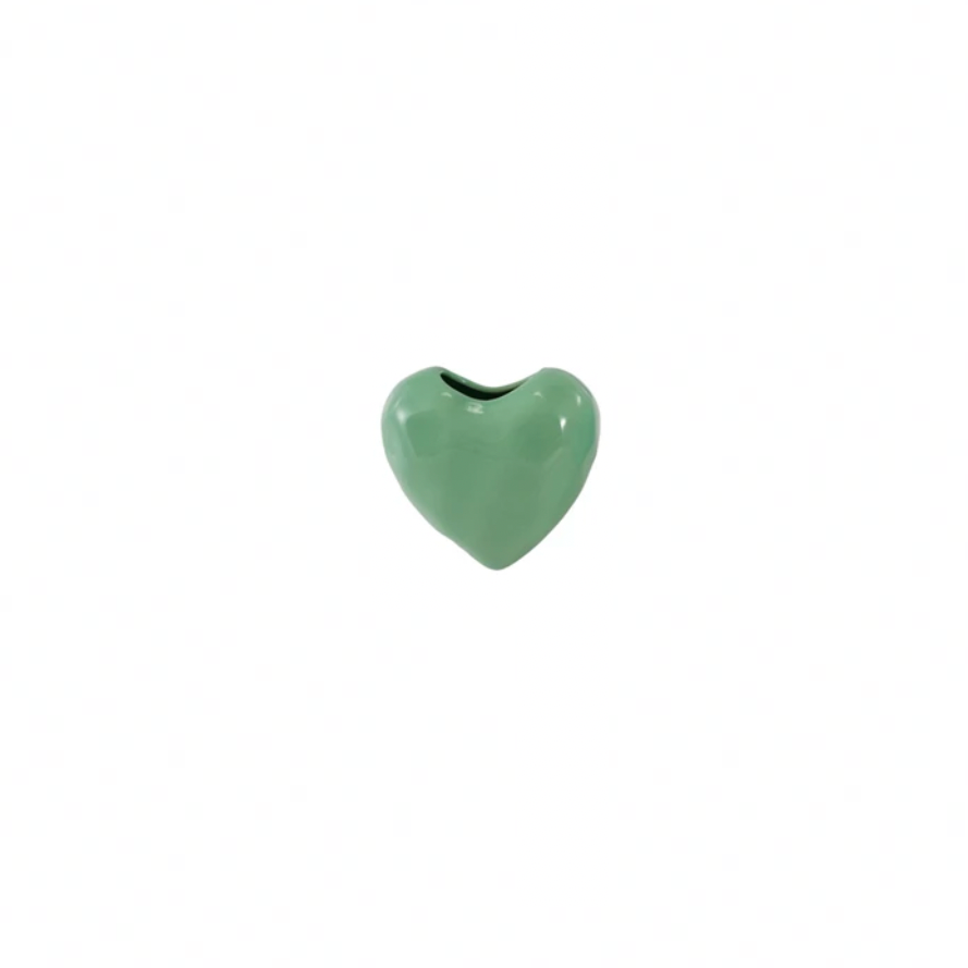 Magnetic Stoneware Heart Mini Vase -  Green