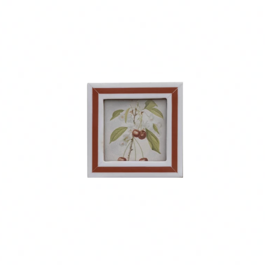 Resin & MDF Photo Frame Magnet w/ Inlaid Stripes - Rust