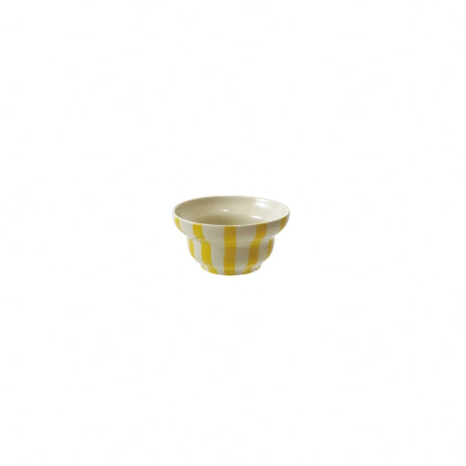Hand-Painted Stoneware Striped Bowl  - yellow