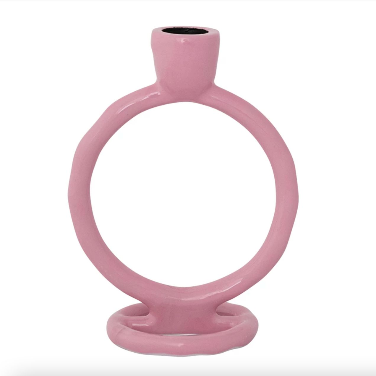 Enameled Aluminum Circle Taper Holder - Pink