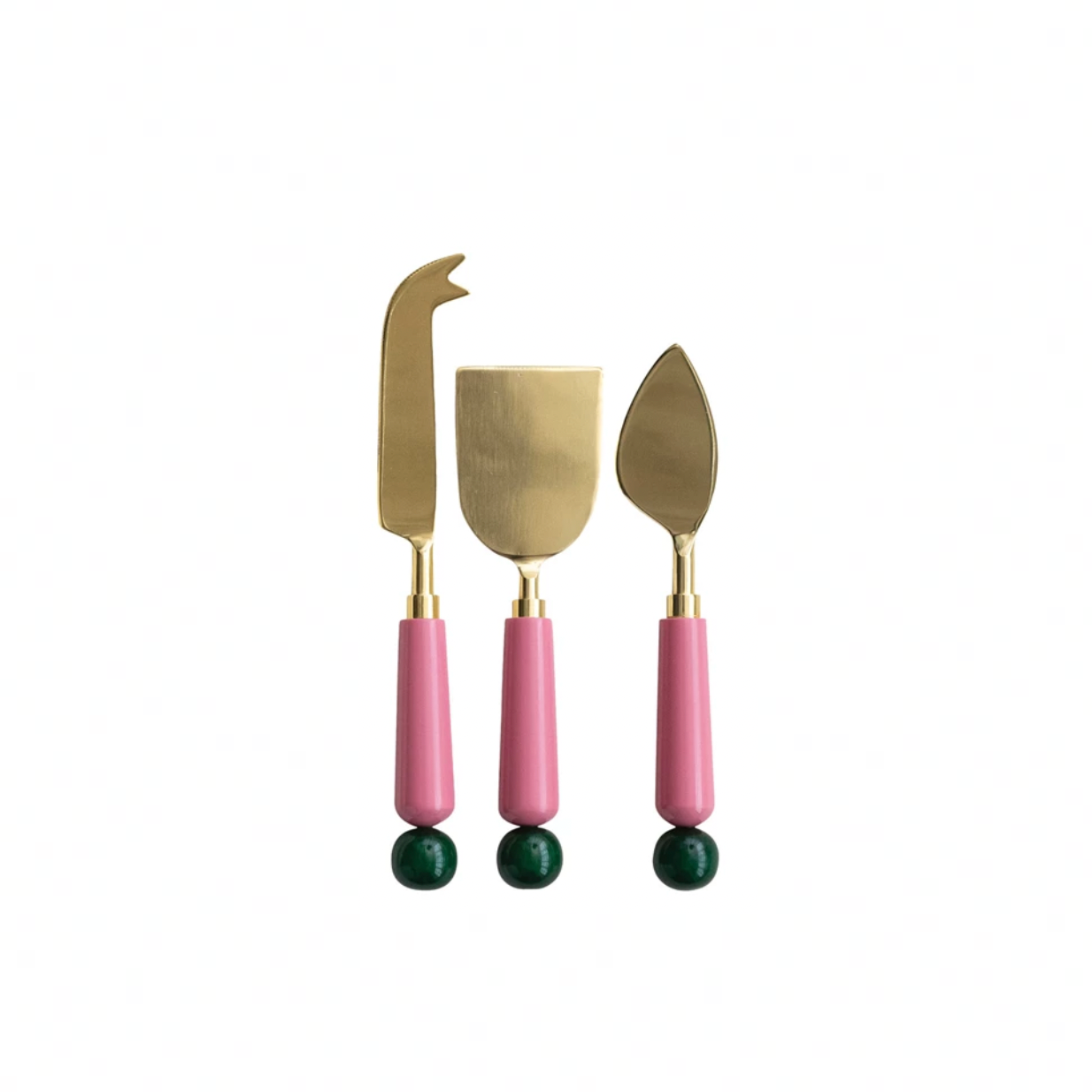 Stainless Steel Cheese Knives with Resin Handles Gold Finish - Set of 3