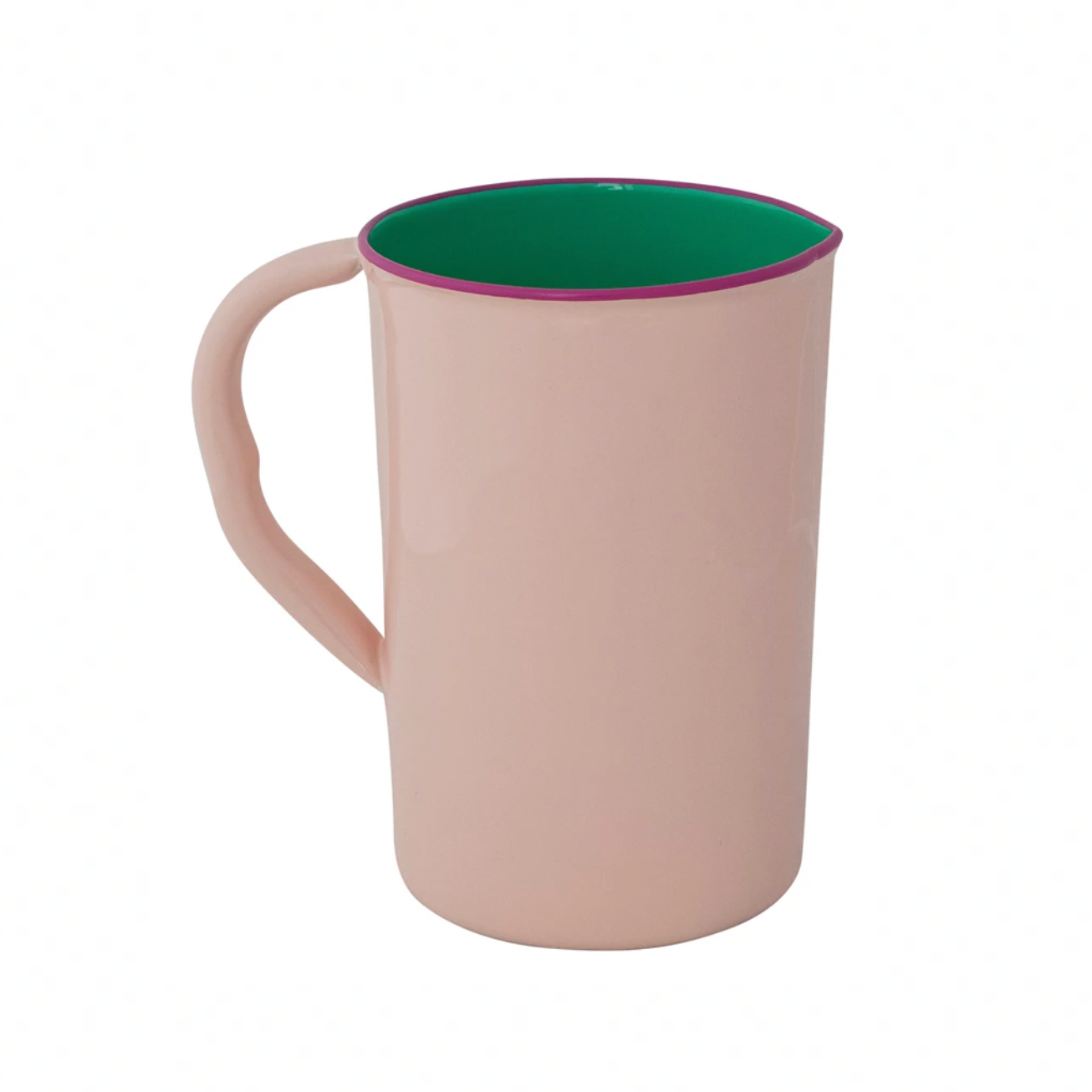 Enameled Stainless Steel Pitcher with Colored Edge - Pink, Green & Fuchsia