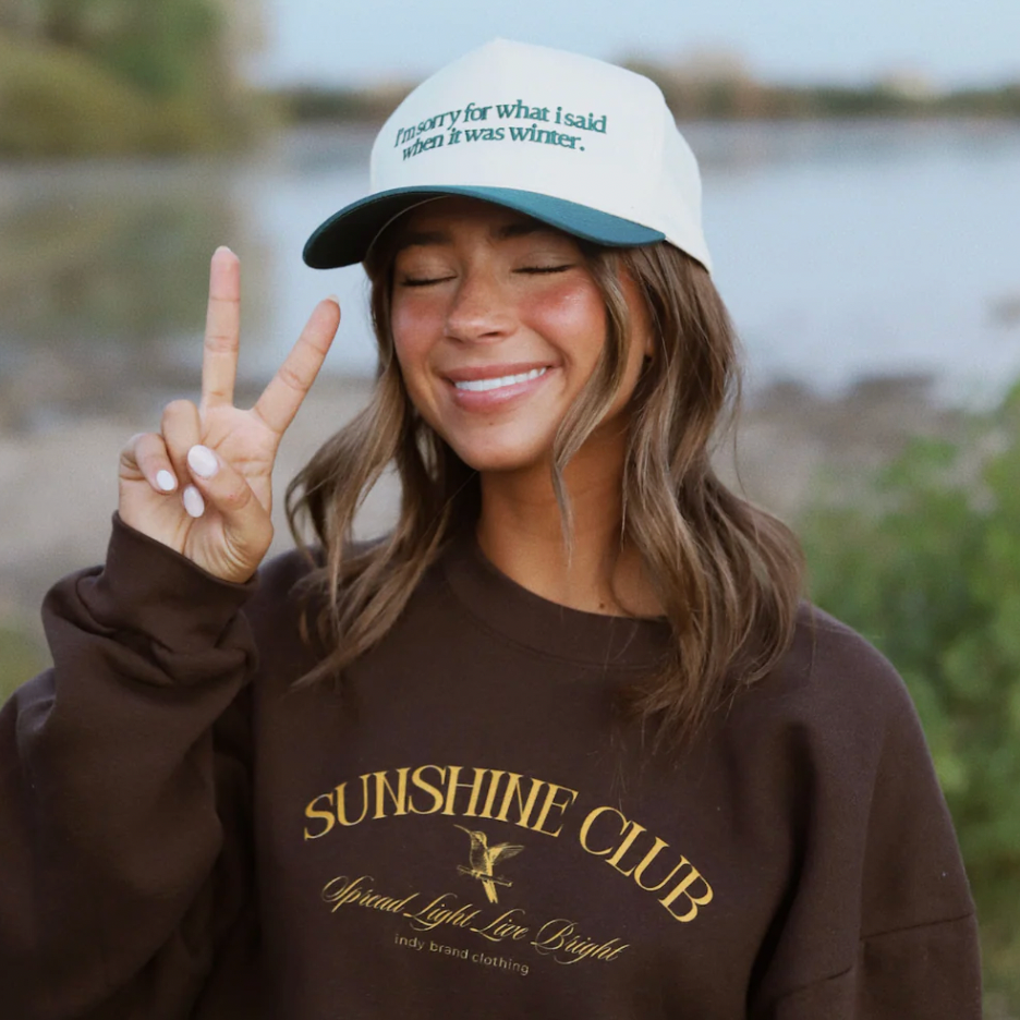 I'm Sorry Hat- This vintage embroidered hat is for those who thrive in sunshine but struggle through the chill. With a classic vintage vibe, soft embroidery, and an adjustable fit, it’s the perfect blend of humor and style