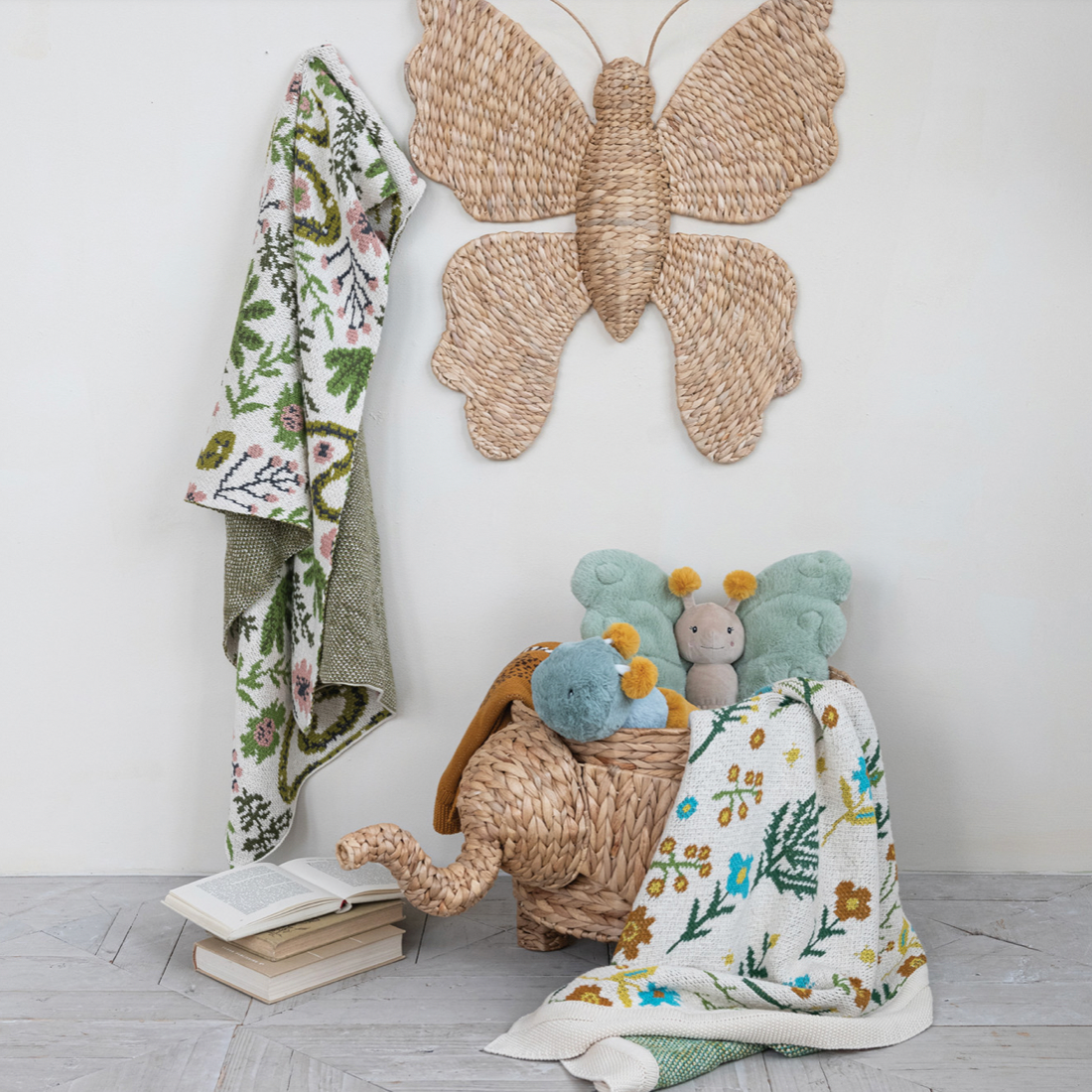 Floral Cotton Knit Baby Blanket