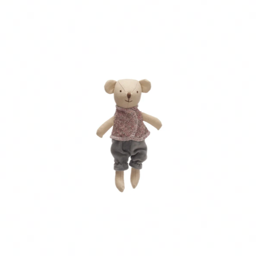 Small brown teddy bear on a white background