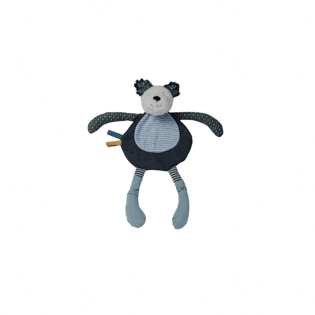 Plush toy with dog design on a white background