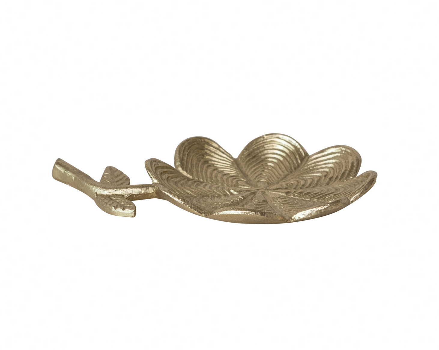 Cast Aluminum Flower Shaped Dish - Gold Finish