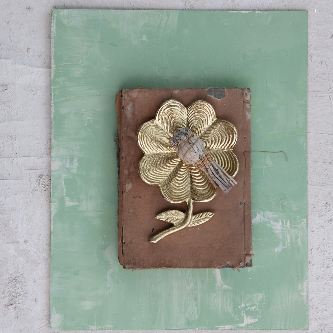 Cast Aluminum Flower Shaped Dish - Gold Finish