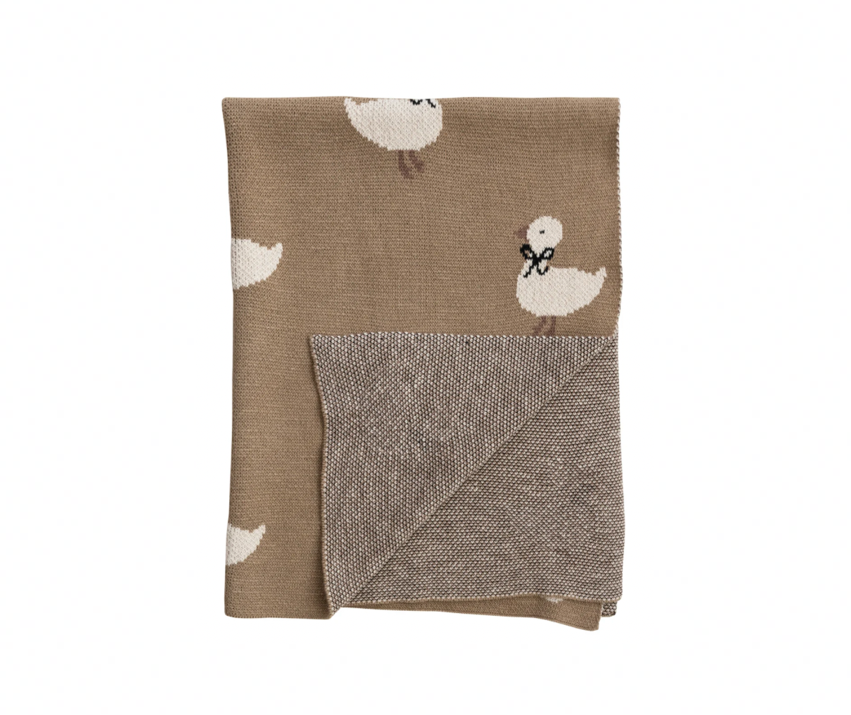 Cotton Knit Baby Blanket w/ Ducklings