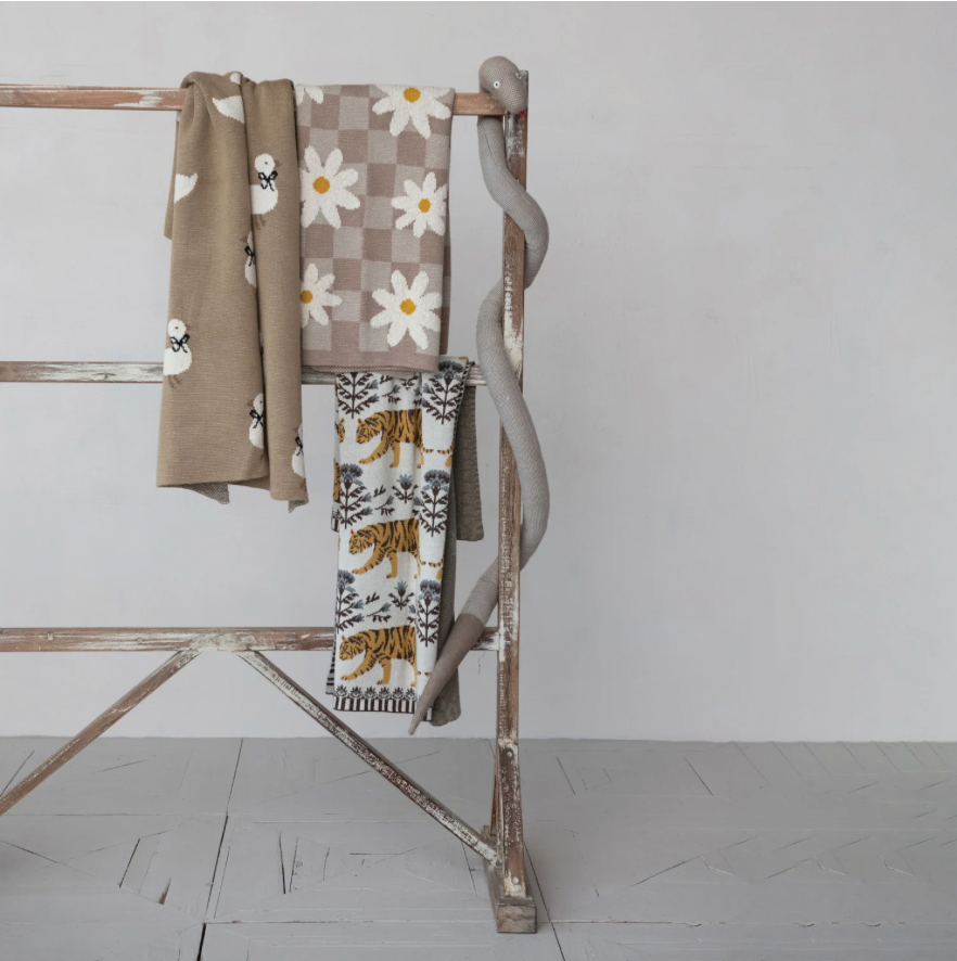 Cotton Knit Baby Blanket w/ Ducklings