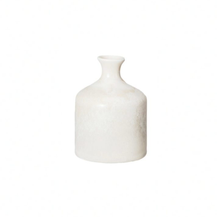 Creamy Stoneware Bud Vase - Round 3-1/4" Round x 4-1/4"H 