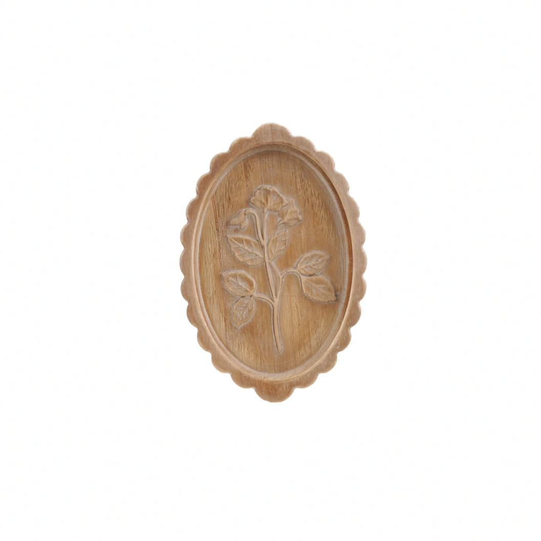 Scalloped Botanical Wood Wall Décor