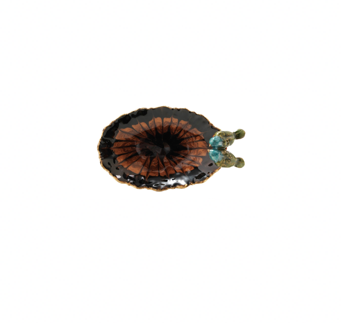 Enameled Metal Footed Bird Jewelry Dish