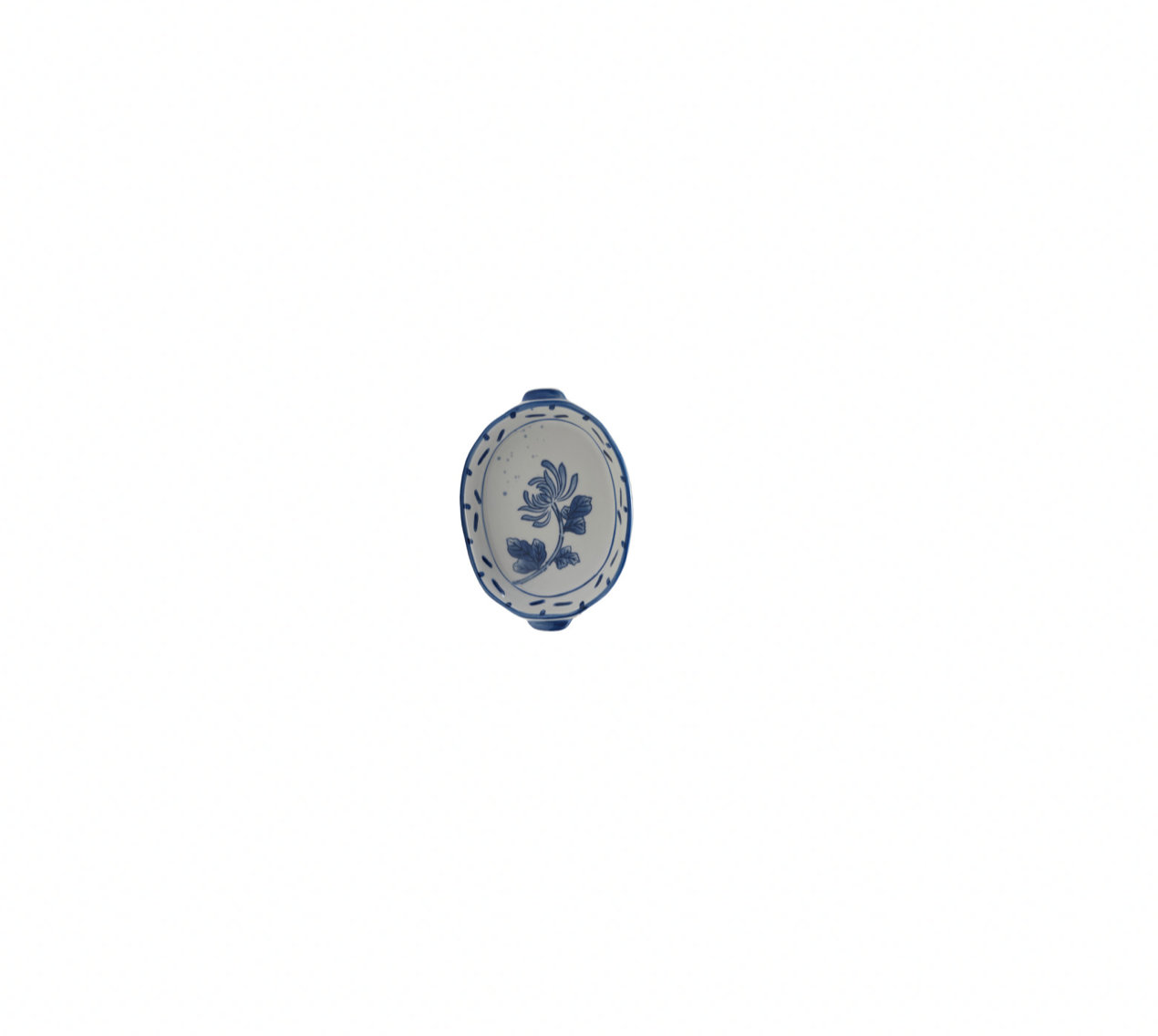 Hand-Painted Blue Floral Stoneware Baker - 3 Style Options