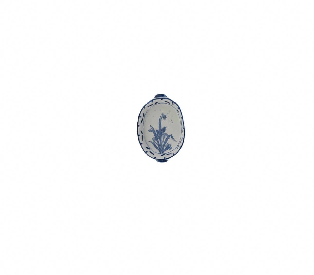 Hand-Painted Blue Floral Stoneware Baker - 3 Style Options