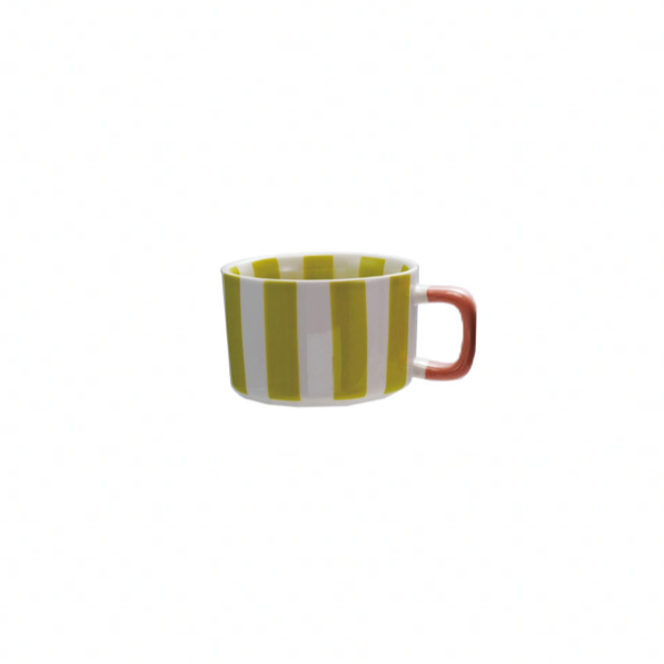 Hand-Painted Stoneware Striped Mug - Citron