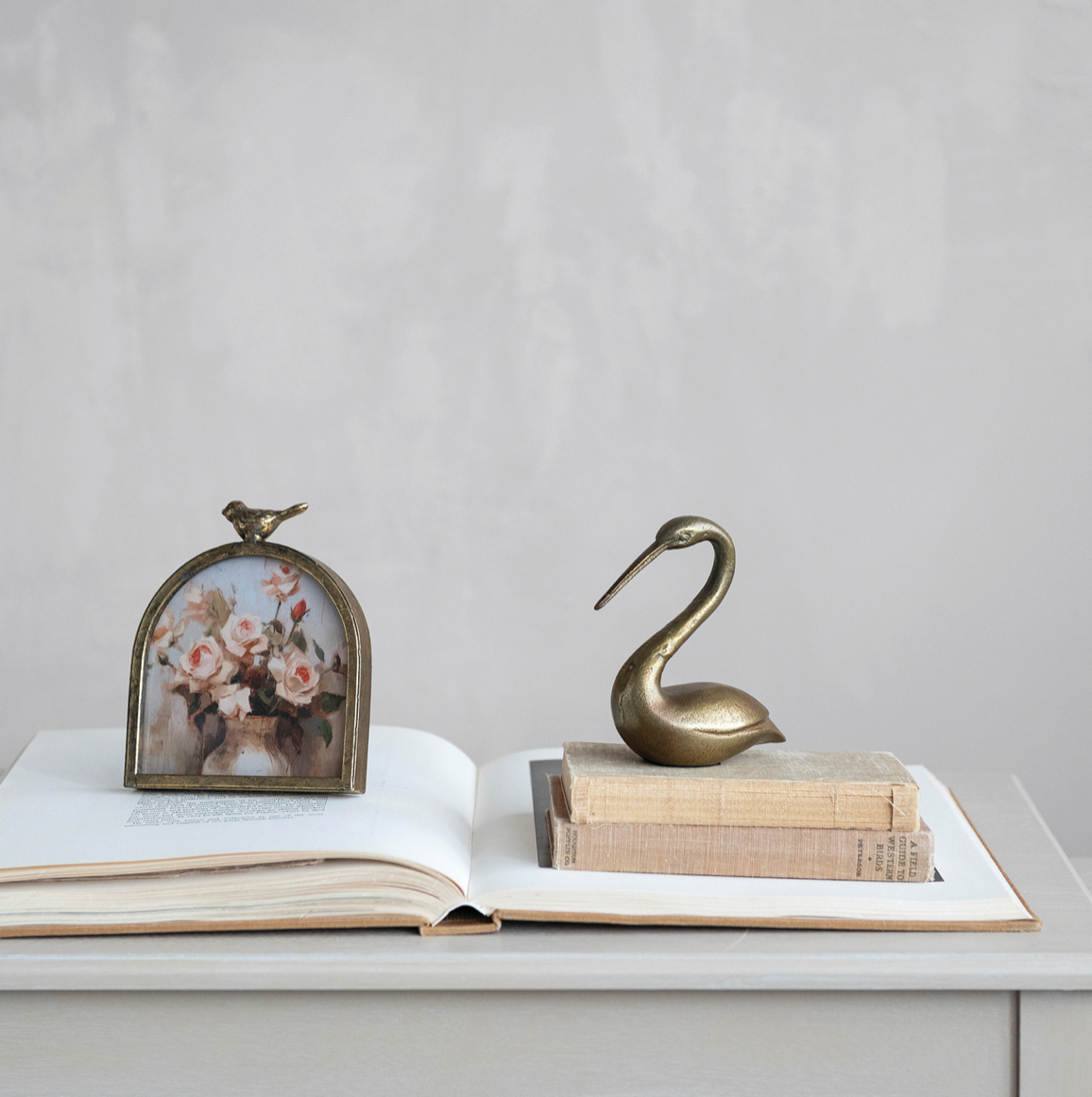 Antique Brass Cast Aluminum Swan