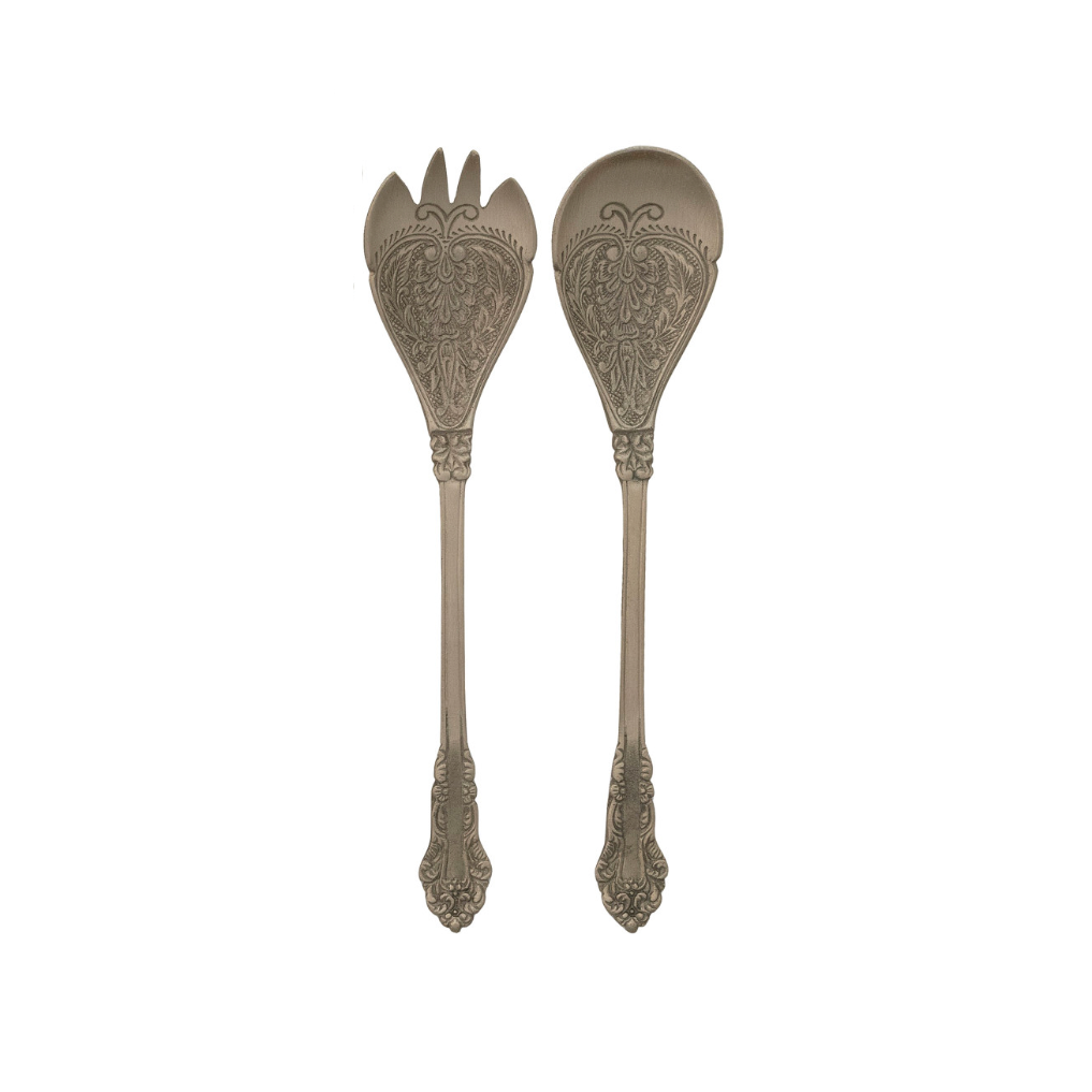 Embossed Brass Salad Servers Set