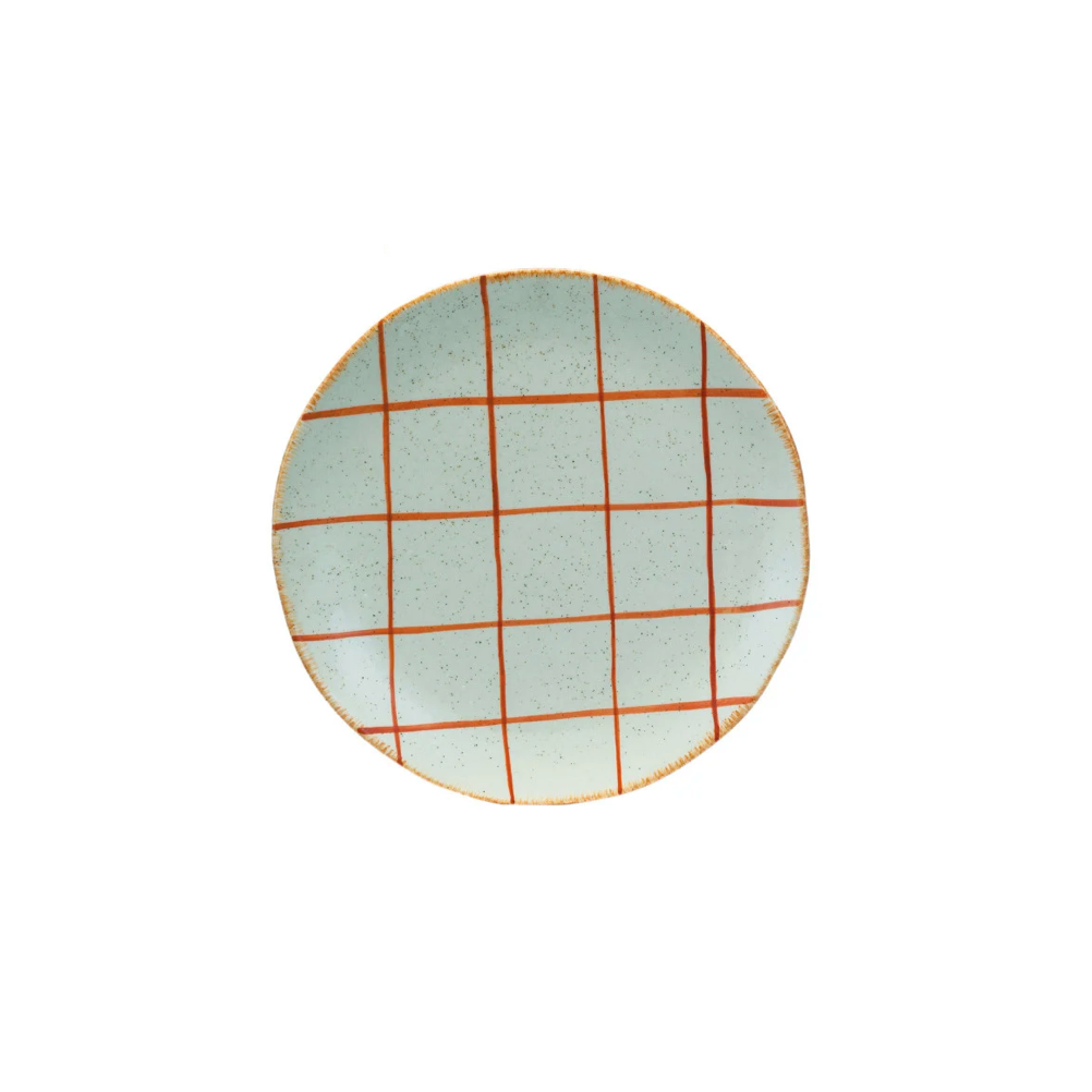 BLUE WITH ORANGE GRID