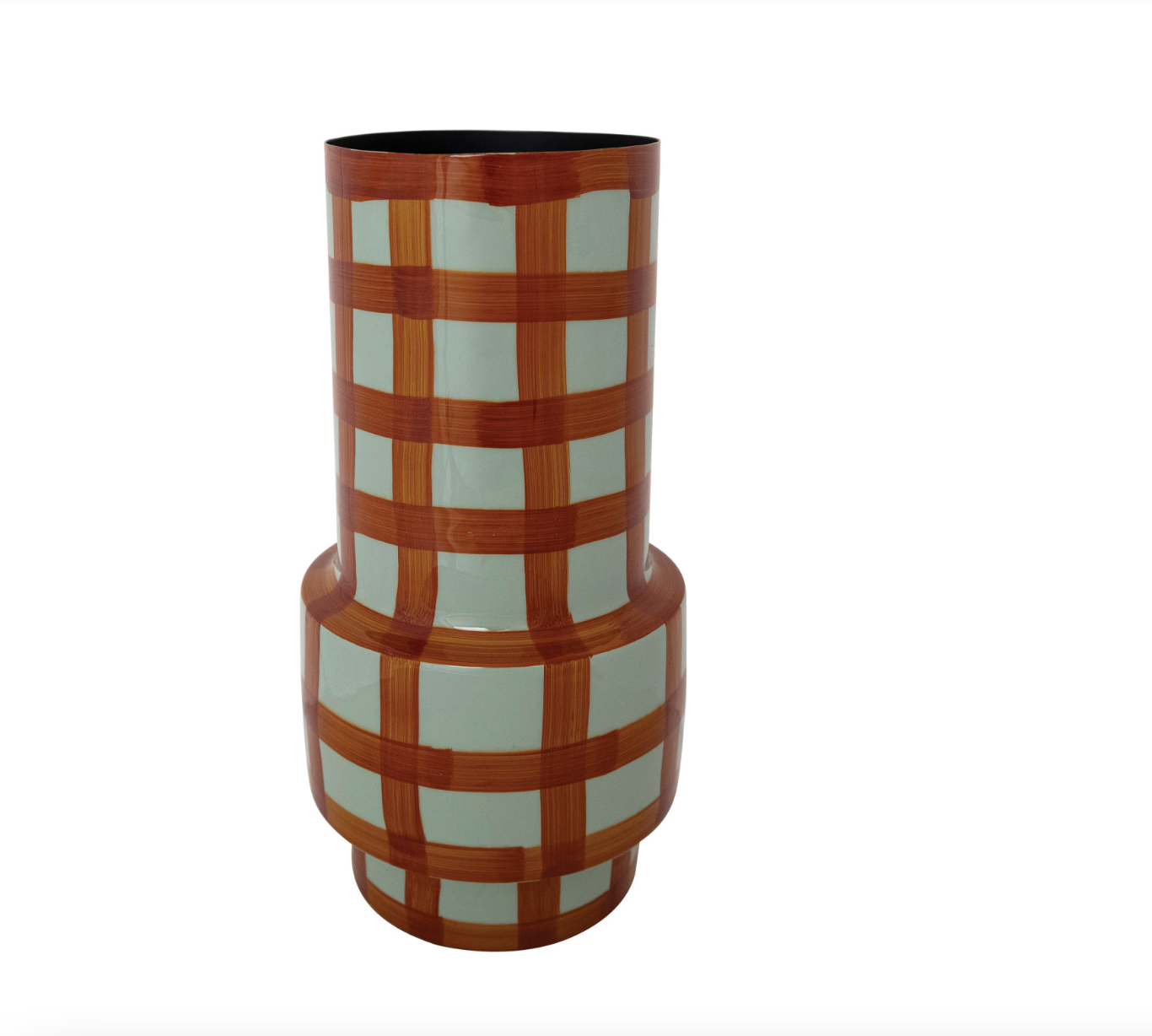 Autumn Grid Enameled Metal Vase