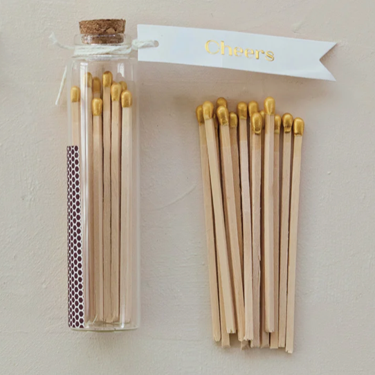 Corked Glass Bottle Match Holder - Cheers