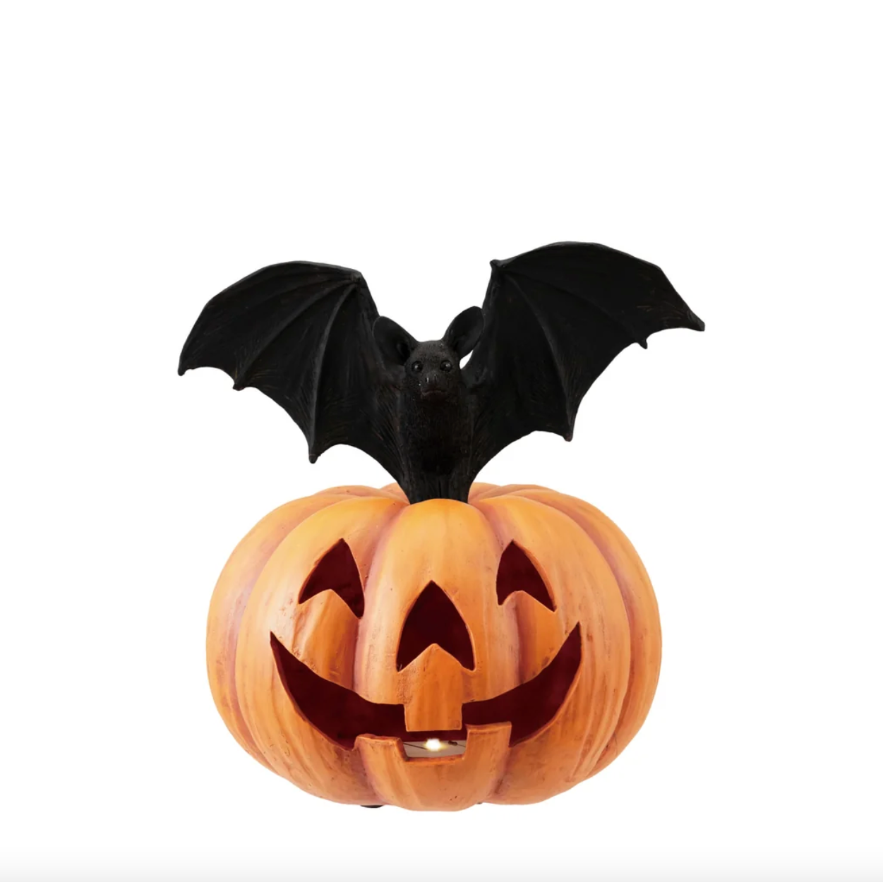 Light-Up Resin Bat & Jack-O-Lantern