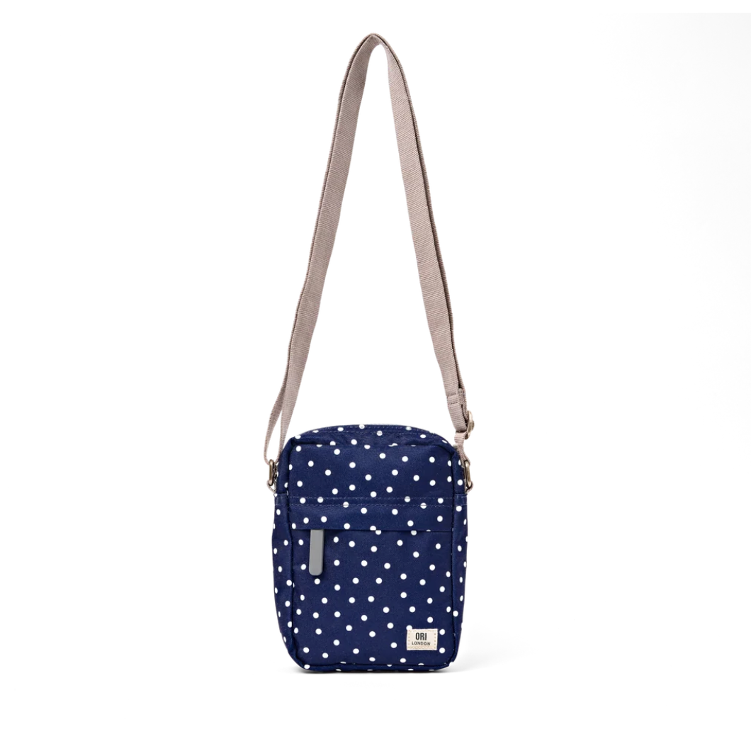 Bond Pocket Crossbody Bag in Navy Polka Dot