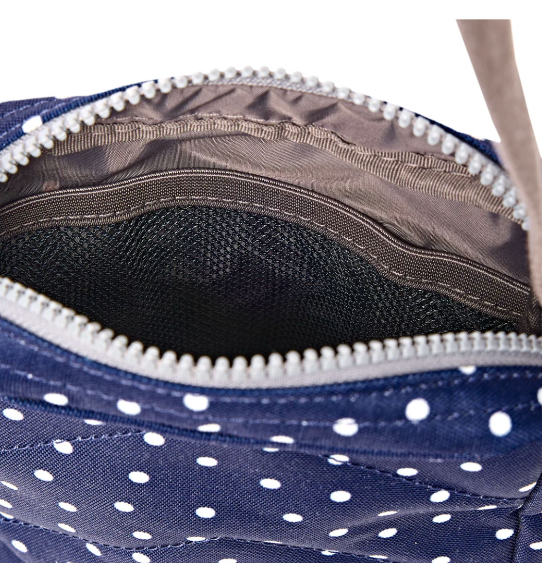 Bond Pocket Crossbody Bag in Navy Polka Dot