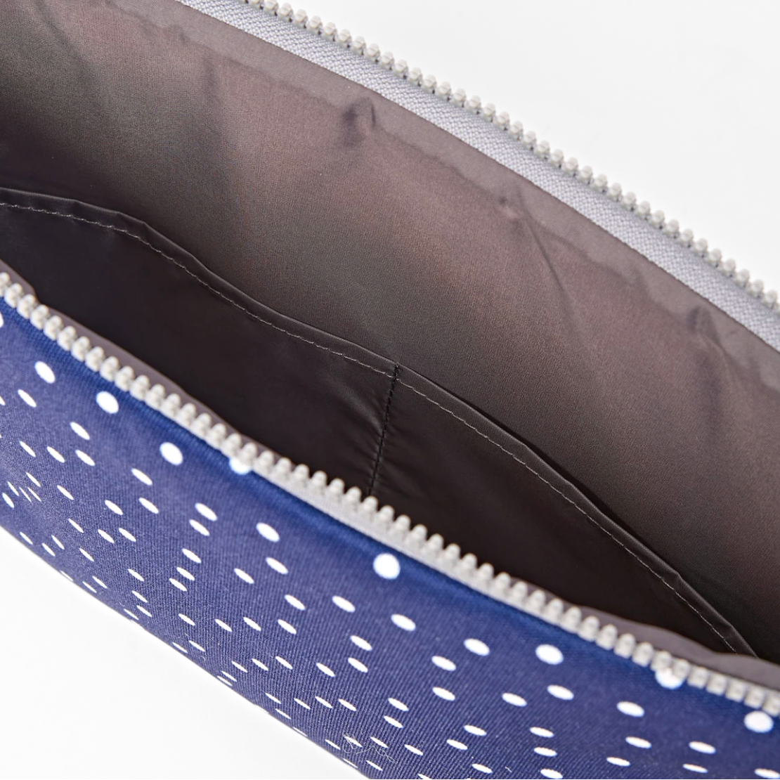 Brick Lane Laptop Sleeve in Navy Polka Dot
