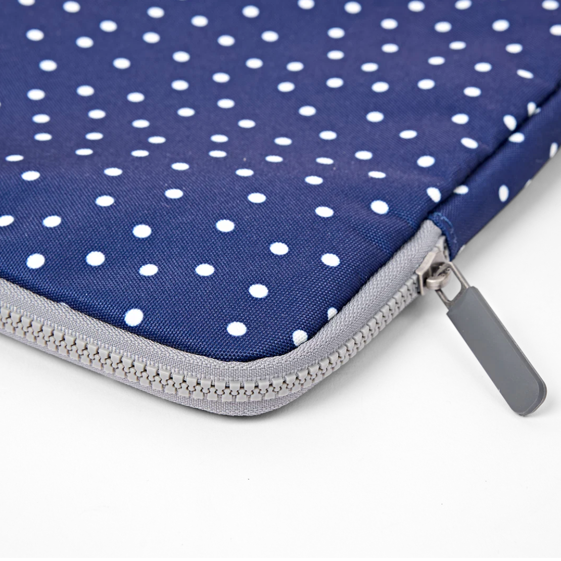Brick Lane Laptop Sleeve in Navy Polka Dot
