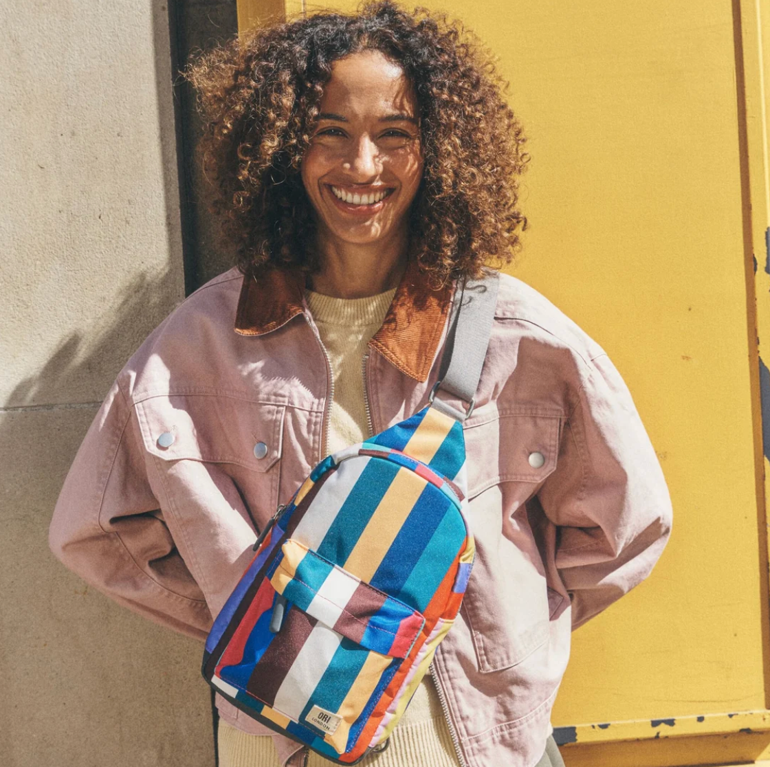 Willesden Sling Bag in Wide Multi Stripe
