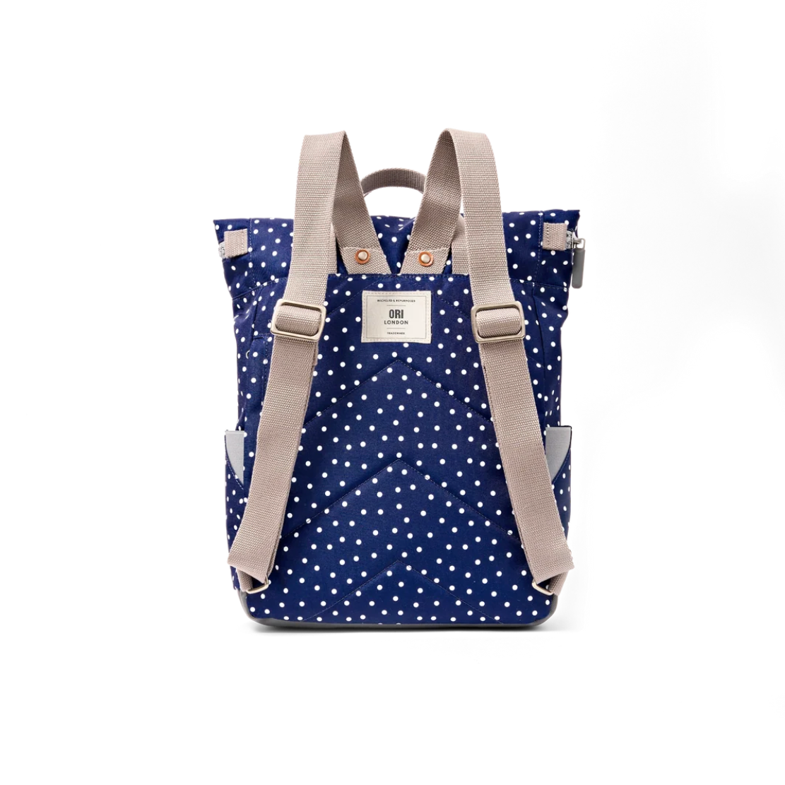 Canfield Roll Top Backpack in Navy Polka Dot