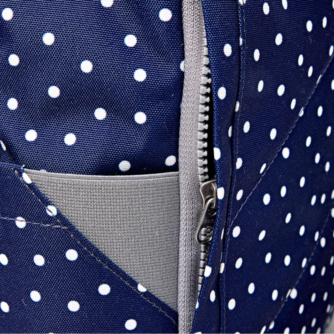 Canfield Roll Top Backpack in Navy Polka Dot