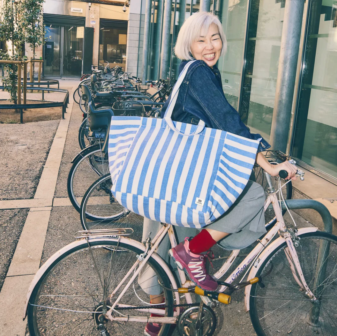 Marylebone Tote Bag in Denim Stripe